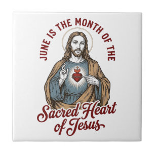 Vintage Sacred Heart of Jesus June Religious Shirt Ceramic Tile