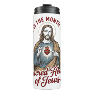 Vintage Sacred Heart of Jesus June Religious Shirt Thermal Tumbler