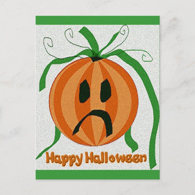 Vintage Sad Jack o' Lantern Postcard (Front)