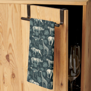 Vintage Safari African Animals  Kitchen Towel