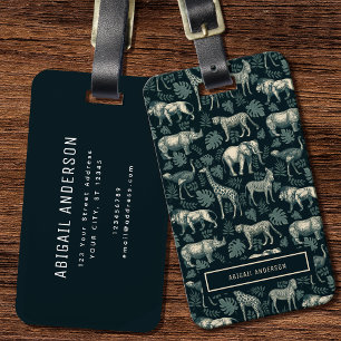 Vintage Safari African Animals Pattern  Luggage Tag