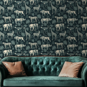 Vintage Safari African Animals Wallpaper