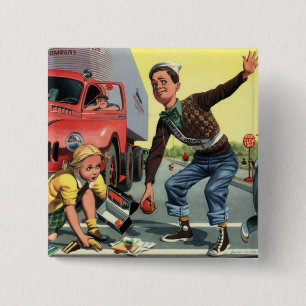 Vintage Safety Patrol Crossing Guard Helping Girl 15 Cm Square Badge