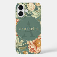 Vintage Sage Floral William Morris Monogram