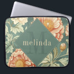 Vintage Sage Floral William Morris Monogram Laptop Sleeve<br><div class="desc">This simple yet elegant design features an elegant William Morris inspired pattern in sage green,  soft peach,  and cream floral. Protect your laptop or tablet in style. Add a name to personalise it. Makes a great Christmas or Mother's Day gift. Created by Simply Farmhouse Press.</div>