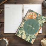 Vintage Sage Floral William Morris Monogram Planner<br><div class="desc">This simple yet elegant design features an elegant William Morris inspired floral tapestry pattern in sage green,  peach,  and cream. Keep your schedule and appointments with style. Add a name to personalise it. Makes a great Christmas or Mother's Day gift. Created by Simply Farmhouse Press.</div>