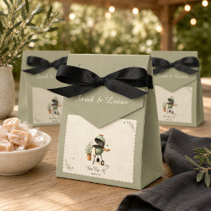 Vintage Sage Green Baby-Q BBQ Neutral Baby Shower Favour Box