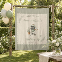 Vintage Sage Green Baby-Q BBQ Neutral Baby Shower