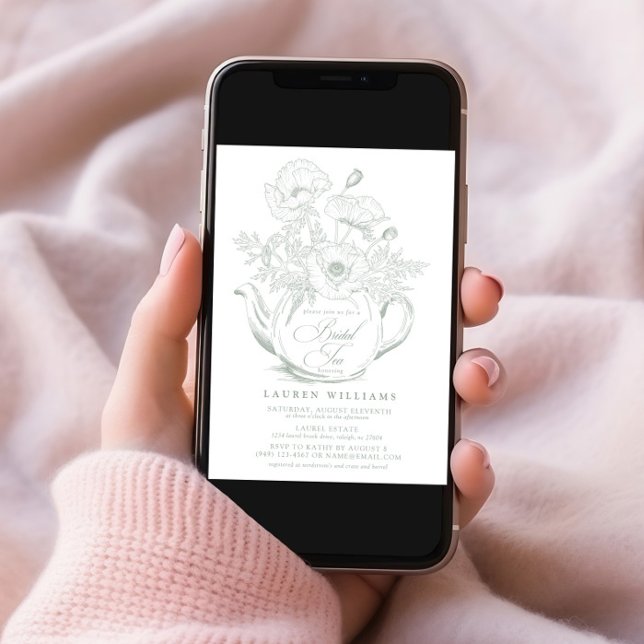 Vintage Sage Green Botanical Bridal Tea Shower Invitation (Creator Uploaded)