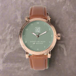 Vintage Sage Green Branded Corporate Logo Watch<br><div class="desc">Introducing our vintage sage green branded corporate logo watch. This elegant timepiece blends classic design with your company's logo,  offering a timeless accessory that enhances your brand's presence with sophistication and style.</div>
