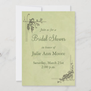 Vintage Sage Green Bridal Shower Invitation