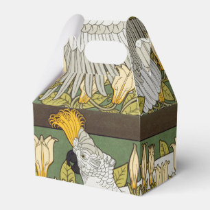 Vintage Sage Green Cockatoo Parrot Magnolia Art Favour Box