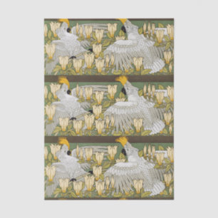 Vintage Sage Green Cockatoo Parrot Magnolia Art Tissue Paper