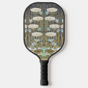 Vintage Sage Green Dragonfly & Lily Art Pickleball Paddle