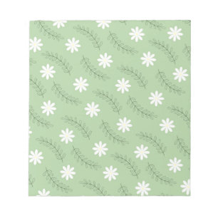 Vintage Sage Green Floral Tropical Flower Pattern Notepad