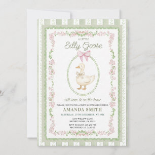 Vintage Sage Green Goose Baby Shower Invitation