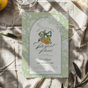 Vintage Sage Green Perfect Pear Pair Bridal Shower Invitation