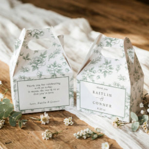 Vintage Sage Green Victorian Floral French Wedding Favour Box