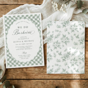 Vintage Sage Green We Do BBQ Engagement Party Invitation
