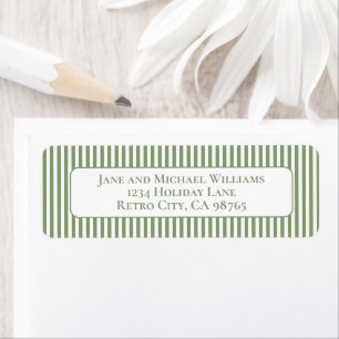 Vintage Sage Green & White Simple Christmas Stripe Return Address Label
