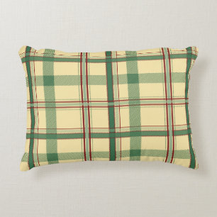Vintage Sage Red Plaid Aesthetic Decorative Cushion