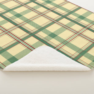 Vintage Sage Red Plaid Aesthetic Sherpa Blanket