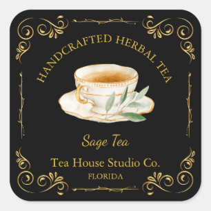 Vintage Sage Tea Square Label