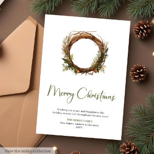Vintage Sage Terracotta Minimalist Christmas Card