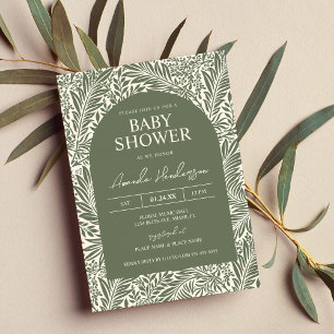 Vintage Sage Wildflower Baby Shower Invitation