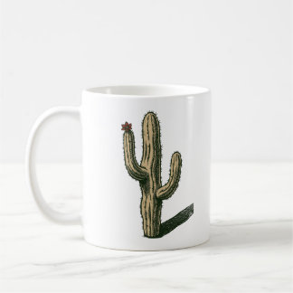 Vintage Saguaro Cactus With Red Desert Bloom Coffee Mug