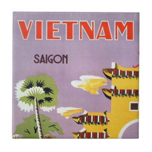 Vintage Saigon Vietnam Travel Ceramic Tile