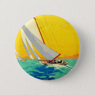 Vintage Sail Boats French Travel 6 Cm Round Badge