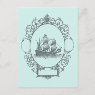 vintage sailboat Boy Pirate Birthday Party Postcard