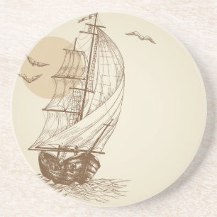 Vintage sailboat coaster