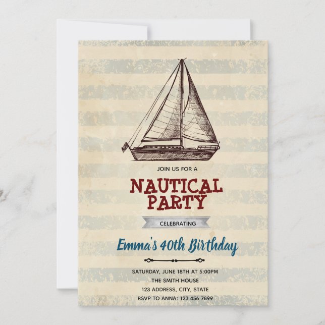 Vintage sailboat invitation (Front)