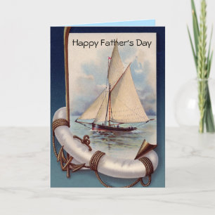 VINTAGE SAILBOAT LIFEBELT ANS ANCHOR FATHER'S DAY CARD