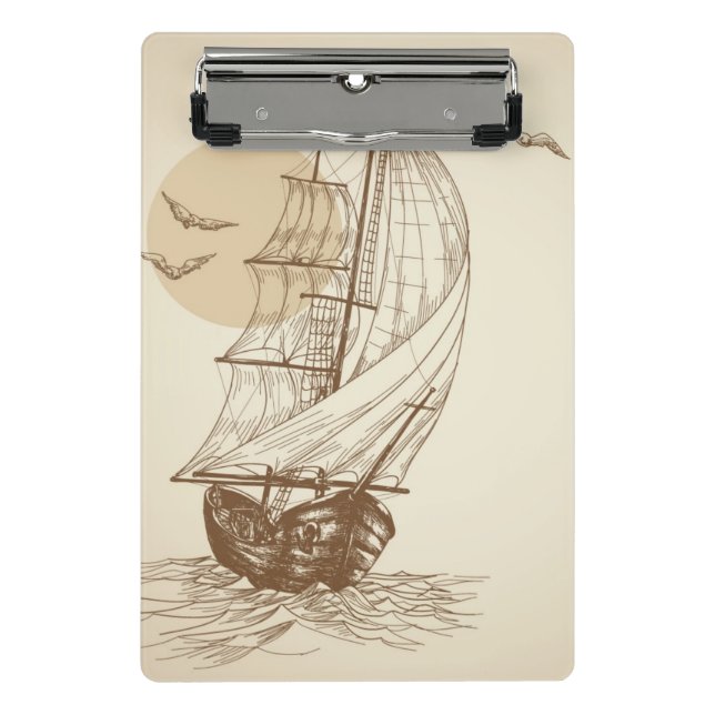 Vintage sailboat mini clipboard (Front)
