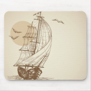 Vintage sailboat mouse pad