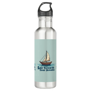 Vintage Sailboat Nautical Inspirational Quote Blue 710 Ml Water Bottle