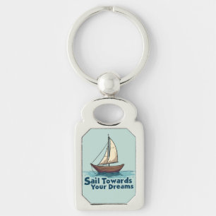 Vintage Sailboat Nautical Inspirational Quote Key Ring