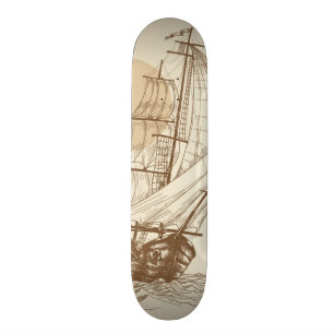 Vintage sailboat skateboard