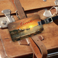 Vintage Sailboat Sunset Ocean Luggage Tag