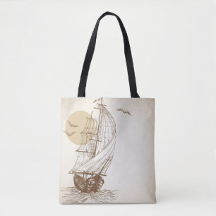 Vintage sailboat tote bag