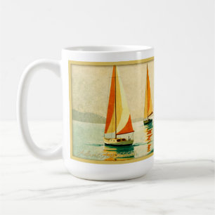 Vintage Sailboats at Sunset Coastal Art Coffee Mug