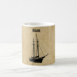 Vintage Sailing Ship and Map Coffee Mug