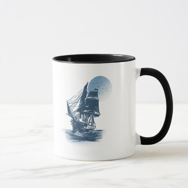 Vintage sailing ship - Choose background colour Mug (Right)