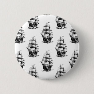 Vintage Sailing Ship Pattern Design 6 Cm Round Badge