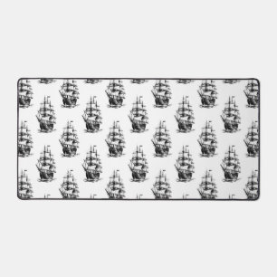  Vintage Sailing Ship Pattern Design  Desk Mat