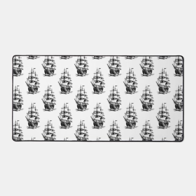  Vintage Sailing Ship Pattern Design  Desk Mat (Front)