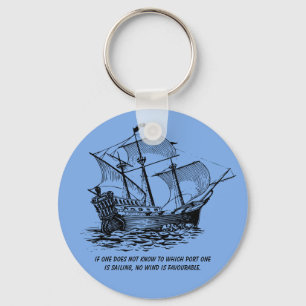 VINTAGE SAILING SHIP QUOTE KEY RING